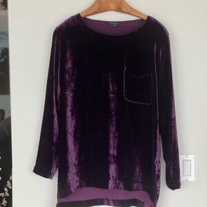 THEORY deep purple VELVET top silk, viscose and spandex. Sz M